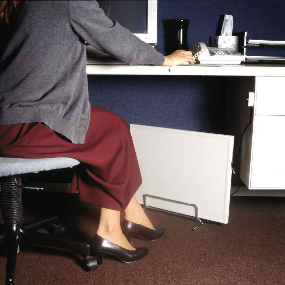 Secretary grinds slit under desk