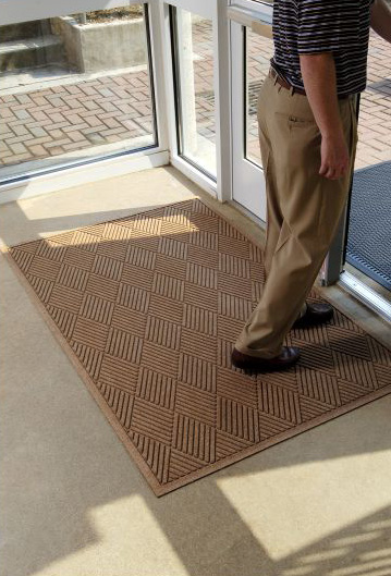 WaterHog Diamond | Commercial-Grade Entrance Mat with Rubber Border –  Indoor/Outdoor, Quick Drying, Stain Resistant Door Mat (Dark Brown, 6' x 6')